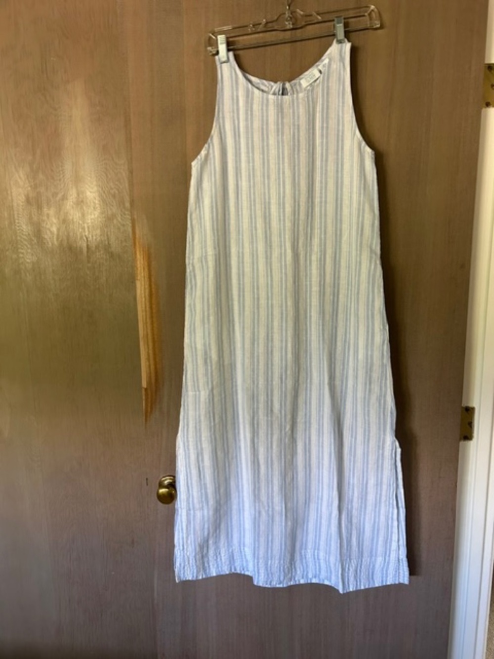 Sigrid Olsen Linen Maxi Dress Small Minimalist Beachy Coastal Boho Tomato Girl